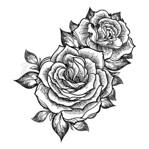 Two Roses - Temporary Tattoo