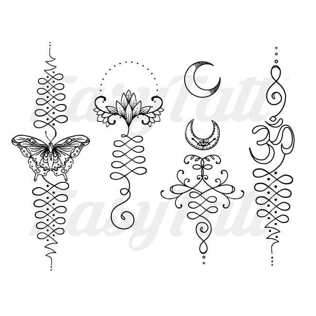 Unalome Collection Set of 5 - Temporary Tattoo