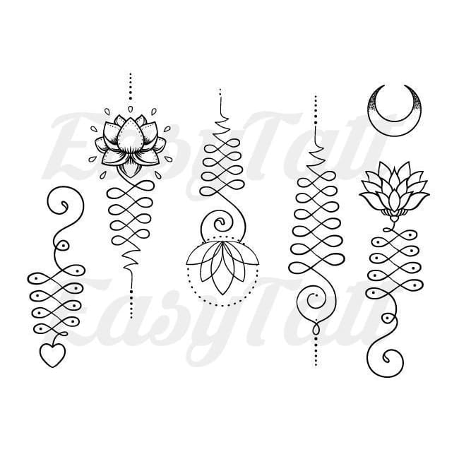 Unalome Collection Set of 6 - Temporary Tattoo