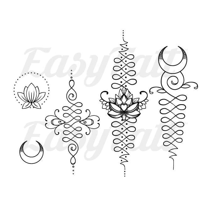 Unalomes Lotus and Moon Collection - Temporary Tattoo