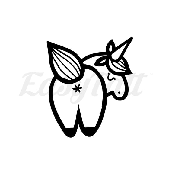 Unicorn’s Arse Cartoon - Temporary Tattoo