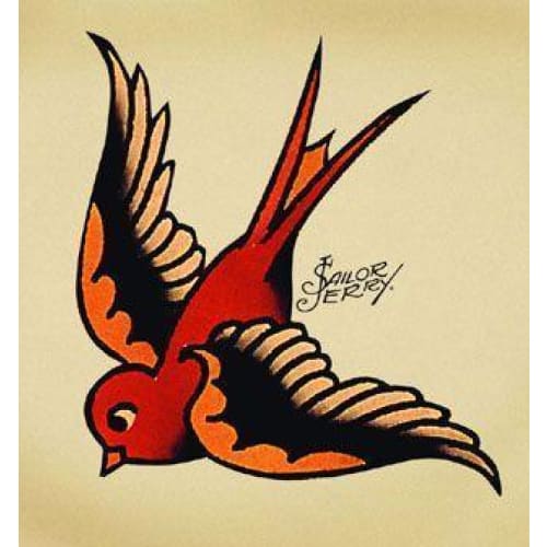 Vintage Swallow Sailor Jerry - Temporary Tattoo