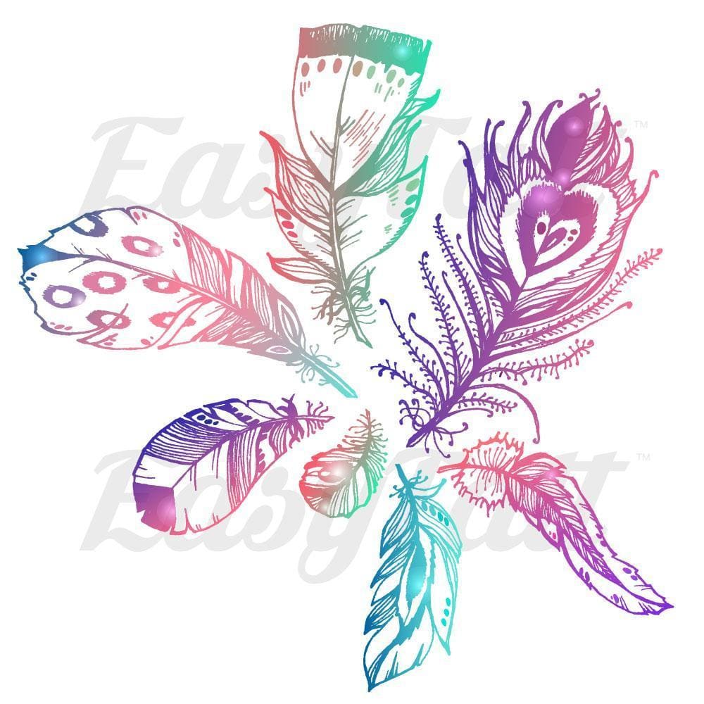 Watercolour Feathers - Temporary Tattoo
