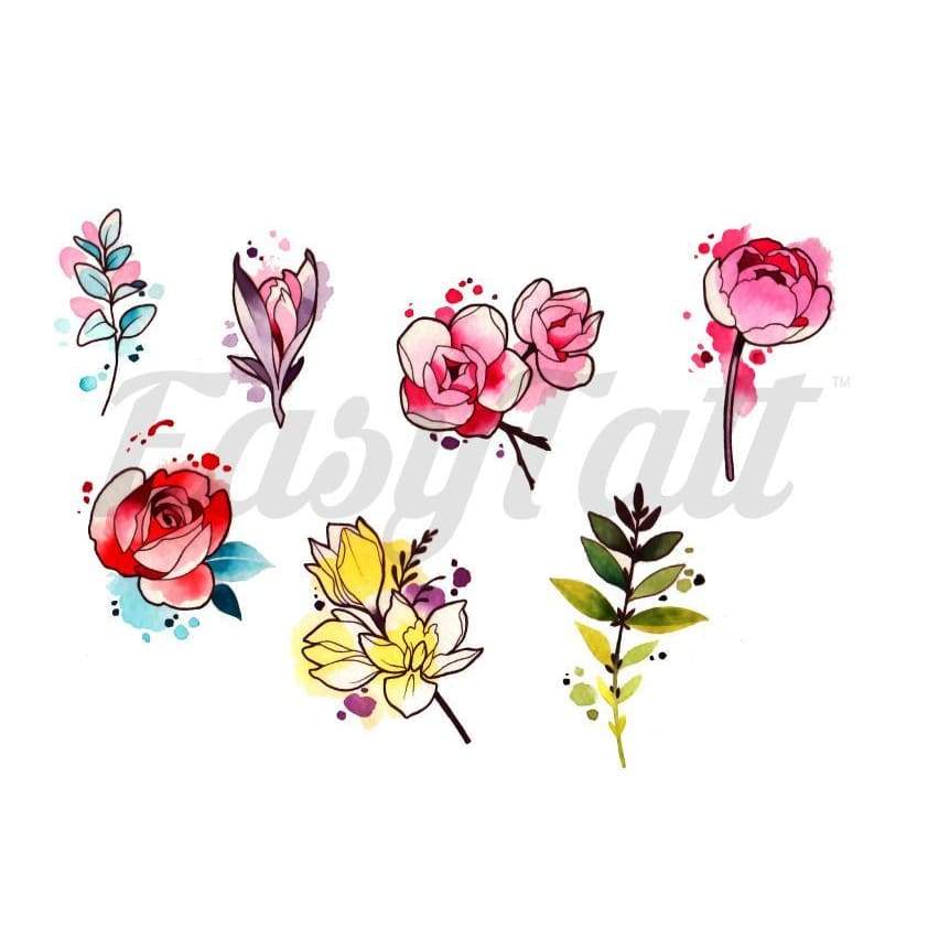 Watercolour Floral - By Lenera Solntseva - Temporary Tattoo