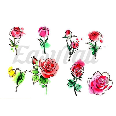 Watercolour Roses - By Lenera Solntseva - Temporary Tattoo