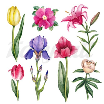 Watercolour Tulips - Temporary Tattoo
