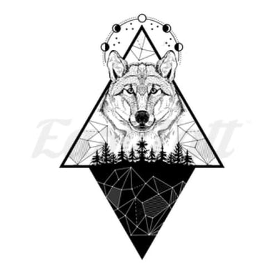 Wolf in Abstract Shapes - Temporary Tattoo