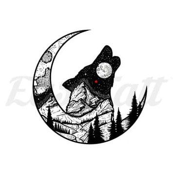 Wolf in the Moonlight - Temporary Tattoo